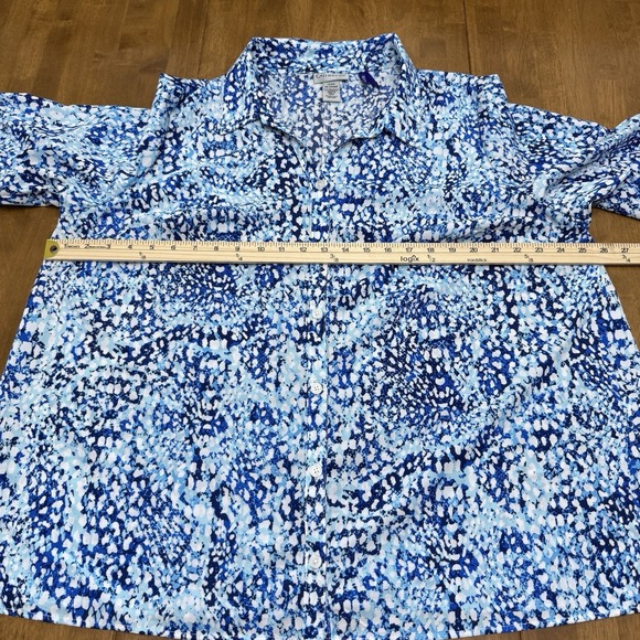 Catherines top womens 1XWP petite abstract colorful button up career office work - Picture 7 of 11